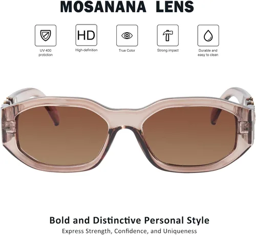 Vista 2 de mosanana Gafas de sol rectangulares de moda para mujeres y hombres, modelo TRACER