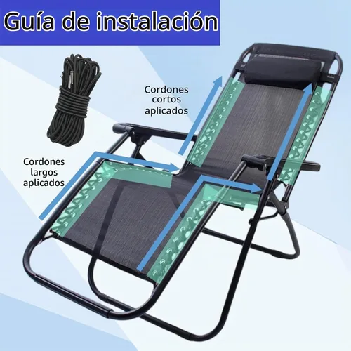 Vista 4 de Cable de repuesto para silla de gravedad cero, paquete de 4, cordón elástico para silla antigravedad, silla reclinable de patio, silla elástica