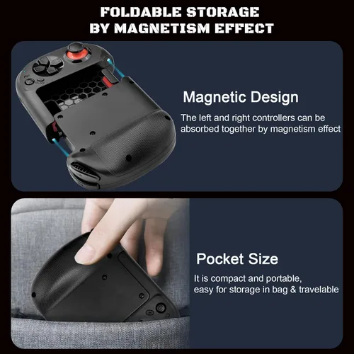 Vista 4 de Control móvil para juegos para iPhone, iOS, Android, inalámbrico, Gamepad - Gamepad móvil con una sola mano - Almacenamiento magnético - Call of