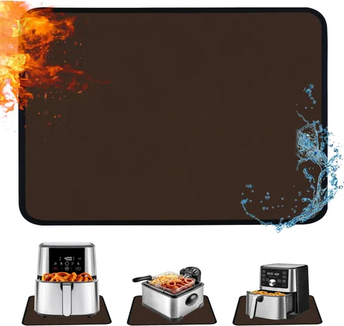 Vista 12 de Alfombrilla resistente al calor para freidora de aire, freidora profunda, horno, almohadillas calientes negras de 12 x 14 pulgadas para protector