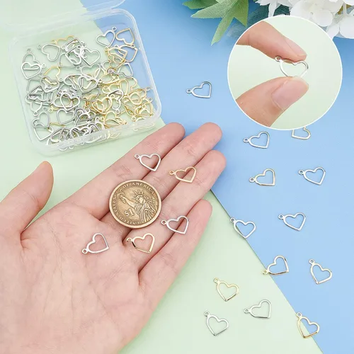 Vista 2 de UNICRAFTALE Heart Stainless Steel Charms Open Heart Floating Pendants Hollow Charms for DIY Jewelry Bracelets Necklace Making