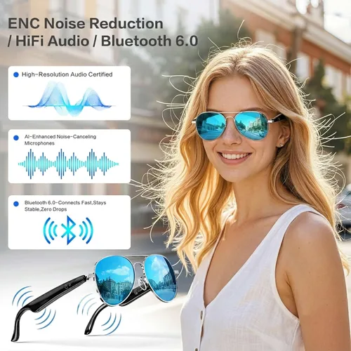 Vista 4 de EarlySincere Lentes inteligentes AI, lentes de traducción inteligentes que admiten traducción de 164 idiomas, lentes de sol inteligentes