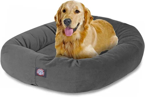 Vista 16 de Majestic Pet Cama para Perros de 52 Pulgadas de Ante Calmante Lavable 52x35x11 (Pulgadas) – Acogedora Cama Redonda para Perros con Forma de Dona