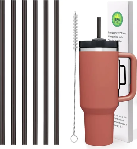 Vista 8 de Pajitas reutilizables para reemplazo de Stanley Cup, pajita larga de plástico de 12 pulgadas para vasos de 40 30 oz, pajitas duras coloridas