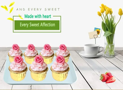 Vista 6 de Copas de papel de aluminio para cupcakes, 50 piezas desechables Ramekin MuffinBaking Tazas pequeñas tazas de aluminio para cupcakes Ramekin Holder