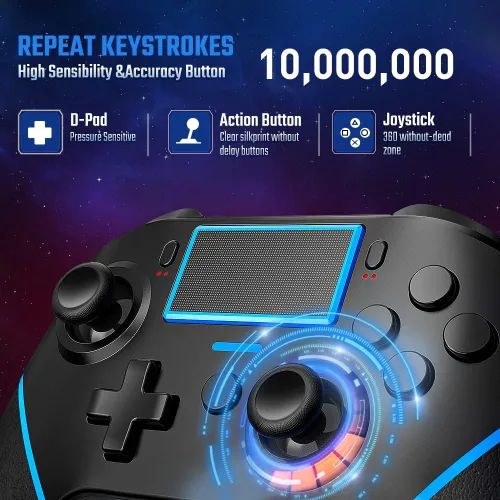 Vista 2 de Controlador inalámbrico para controladores de juego P4 Ibotomo con botón traseroTurbodoble vibracióncontrol de movimiento de 6 ejesconector