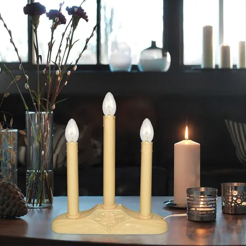 Vista 4 de Abeja Velas de Ventana de Navidad de 3 Luces, Lámpara de Vela de Ventana Eléctrica, Lámpara de Vela de Navidad con Enchufe y 4 Bombillas C7