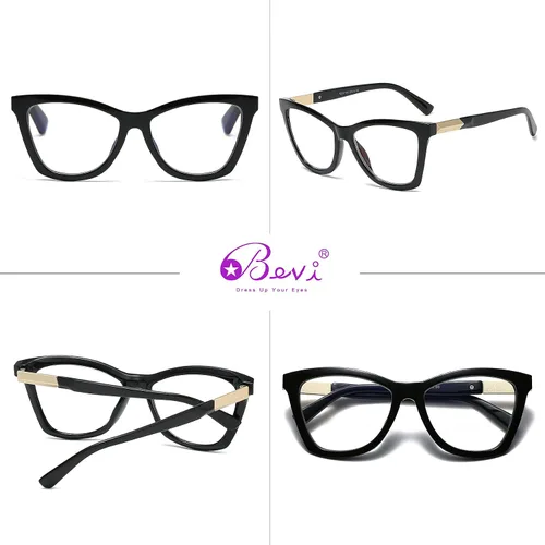 Vista 4 de Bevi Gafas de lectura antifatiga ocular, bloqueo de luz azul, marco cuadrado grande de gran tamaño con bisagra de metal para mujeres y hombres