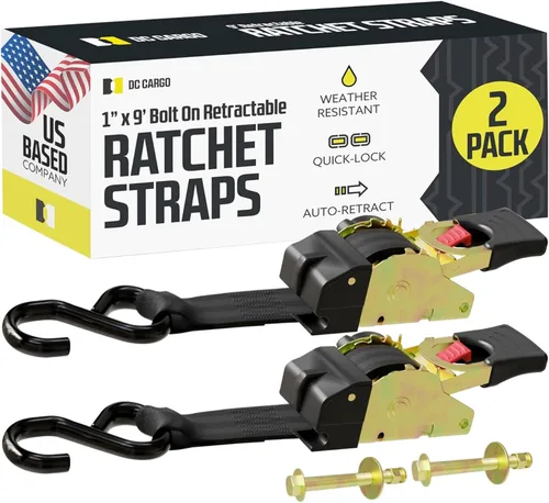 Vista 10 de DC Cargo Mall Correas de trinquete retráctiles - Opciones de montaje E-Track y atornilladas (paquete de 2) 1 pulgada x 6 pies - 4,000 libras