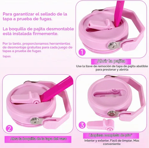 Vista 7 de Tapas con popote plegables a prueba de fugas ANTAND para reemplazo de tapa Stanley 30 oz, para accesorios de taza de vaso Stanley Quencher, tapa