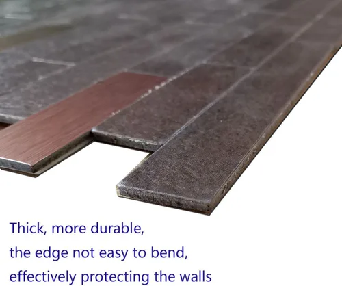 Vista 3 de 10 piezas de azulejos de piedra y textura de madera para salpicaduras, calcomanías de pared de metal de PVC, paneles de pared decorativos