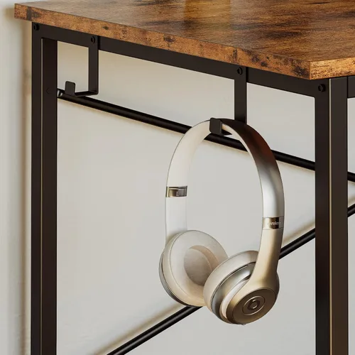 Vista 7 de IRONCK Escritorio para computadora de 47 pulgadas con toma de corriente y estantes de almacenamiento, mesa de estudio y escritura con estación