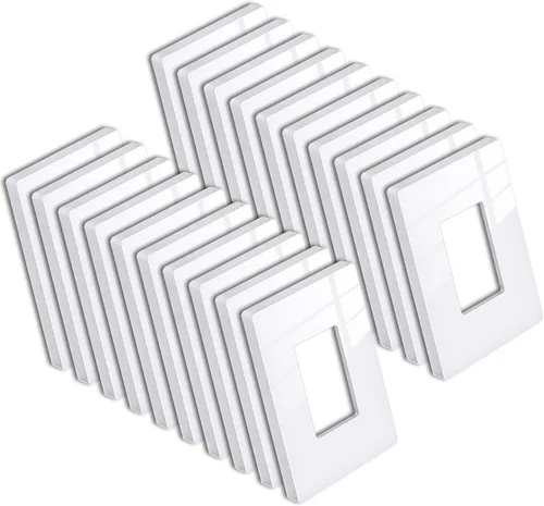Vista 14 de BESTTEN Placa de pared sin tornillos de 5 segmentos, cubierta de enchufe decorador, placa decorativa para interruptor, serie blanca nieve brillante