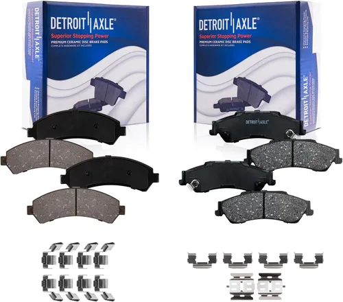 Vista 26 de Detroit Axle - Pastillas de freno para Ford F-150 99-03, 02 Lincoln Blackwood, Pastillas de freno de cerámica delanteras y traseras con repuesto