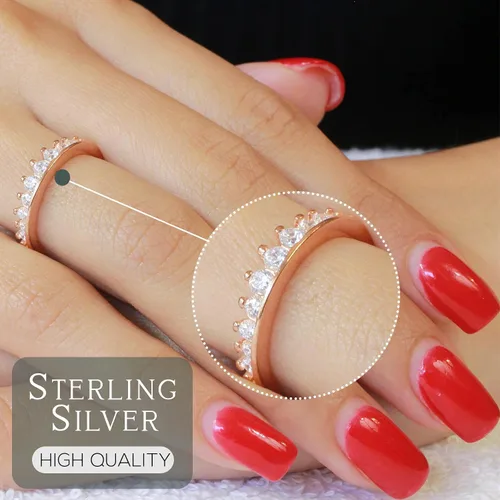 Vista 2 de CloseoutWarehouse Anillo de plata de ley 925 con circonita cúbica transparente (viene en colores)