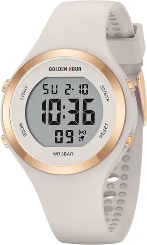 Vista 9 de GOLDEN HOUR Reloj deportivo impermeable para mujer con cronógrafo digital y correa de silicona