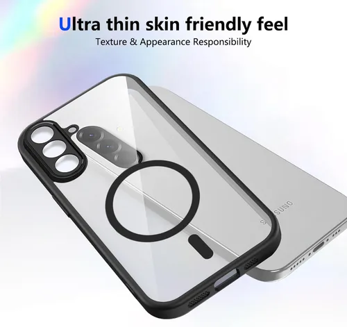 Vista 664 de Funda magnética transparente compatible con Xiaomi 17T, color negro 2 en 1 PC + TPU cubierta de teléfono a prueba de golpes, carcasa protectora