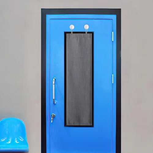 Vista 19 de NICETOWN Cortinas pequeñas para puerta francesa con ganchos autoadhesivos, cortinas opacas de lino sintético con aislamiento térmico para puertas
