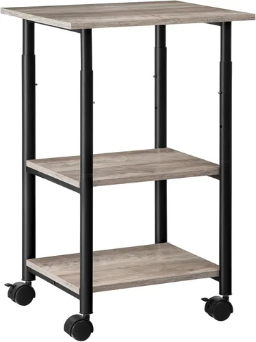 Vista 11 de HOOBRO Soporte para impresora, carrito de impresora industrial debajo del escritorio de 2 niveles con estante, estante de almacenamiento móvil Negro