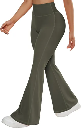 Vista 3 de SUUKSESS Leggings acampanados para mujer, pantalones de yoga de cintura alta con corte de bota y levantamiento de glúteos