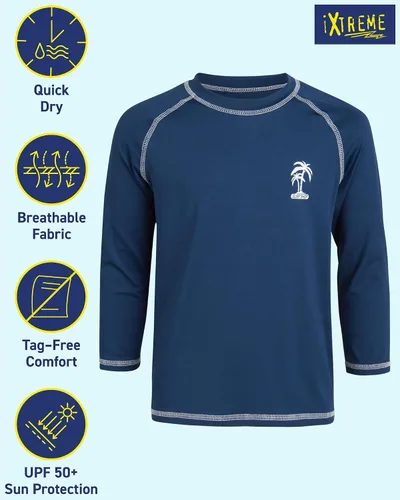 Vista 2 de iXtreme Boys' Rash Guard ShirtsLong Sleeve- 2 Pack UPF 50+ Quick Dry Sun Protection Swim Shirts - (5-18)