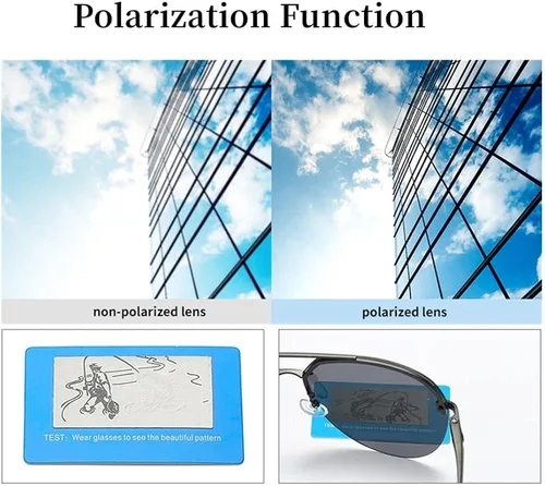 Vista 6 de Crabegg Gafas de sol polarizadas de aviador para hombres y mujeres, protección UV 400, 2.480in, lente espejo sin montura para pesca y conducción