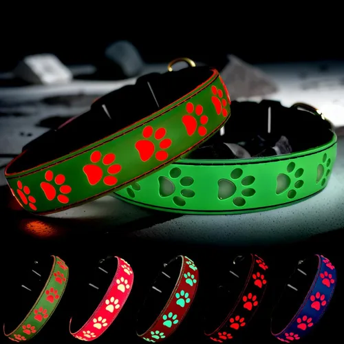 Vista 5 de Collar LED para perro, 15 modos de luz, USB-C recargable, silicona ajustable, varios colores (negro, S (7.87-11.8 pulgadas)