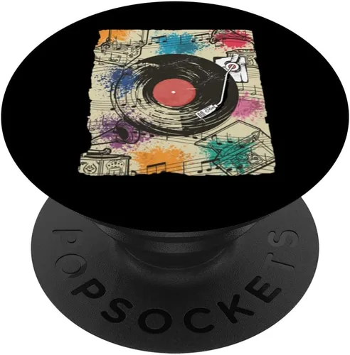 Vista 6 de Tocadiscos de vinilo de los años 70 y 80, reproductor de música retro DJ músico PopSockets MagSafe PopGrip para iPhone