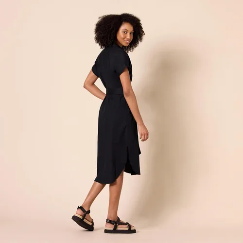 Vista 3 de Tienda Essentials Vestido camisero de manga corta con botones frontales y cinturón para mujer