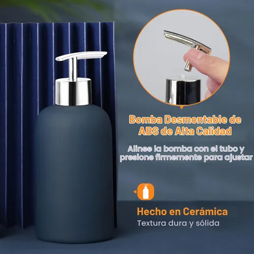 Vista 2 de DUFU - Juego de accesorios de baño azul, 4 piezas, cerámica