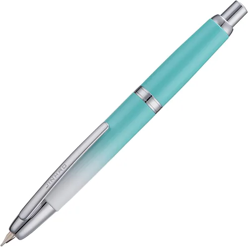 Vista 47 de Jinhao 10 Press Pluma estilográfica con caja, punta mediana retráctil de oro mate cepillado con juego de convertidor de tinta (clip dorado)