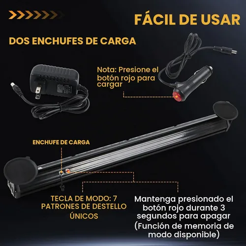 Vista 5 de Barra de luces estroboscópicas LED de emergencia inalámbrica ámbar