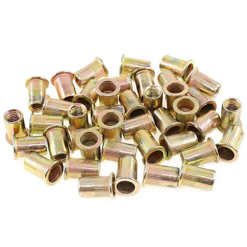 Vista 10 de Keadic 150 tuercas de remache M3 métricas chapadas en zinc, tuerca de remache de acero al carbono, tuerca de remache de cabeza plana, kit