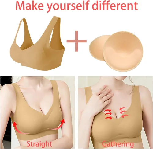 Vista 6 de TopBine 3 pares de almohadillas redondas de brasier insertadas en el pecho para coser en copas de brasier para mujer