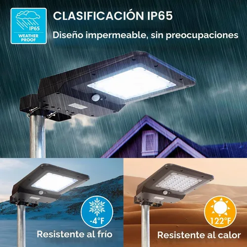 Vista 7 de Wagan EL8586 - Farola solar integrada de 1600 lúmenes, reflector de seguridad, sensor de movimiento, impermeable, resistente a la intemperie