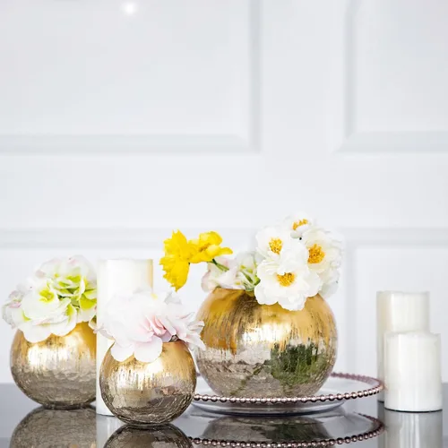 Vista 7 de Efavormart - Florero de cristal agrietado dorado de 4.5 pulgadas, florero de burbujas