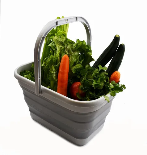 Vista 7 de SAMMART Cubo de agua plegable rectangular de 12 litros (3.1 galones) para campamento, pesca (gris (juego de 2))