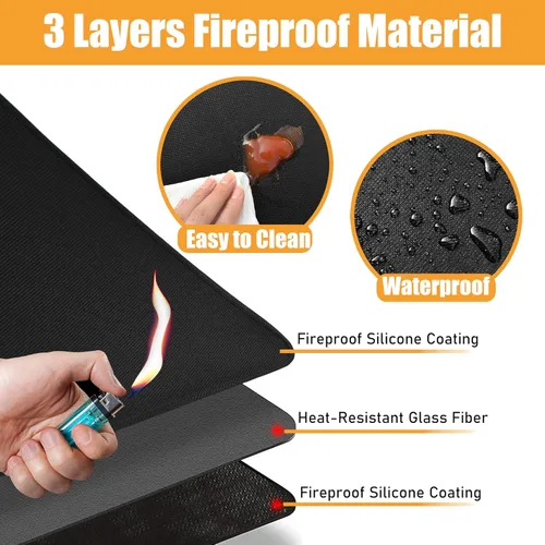 Vista 3 de Alfombrilla resistente al calor para freidora de aire, freidora profunda, horno, almohadillas calientes negras de 12 x 14 pulgadas para protector