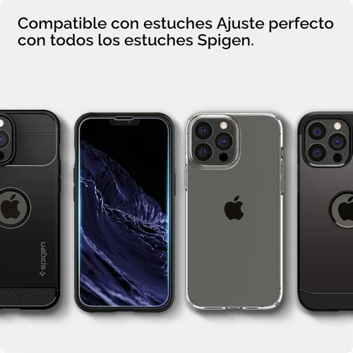 Vista 7 de Spigen Protector de pantalla de vidrio templado compatible con iPhone 14 Plus/iPhone 13 Pro Max, protección de sensor