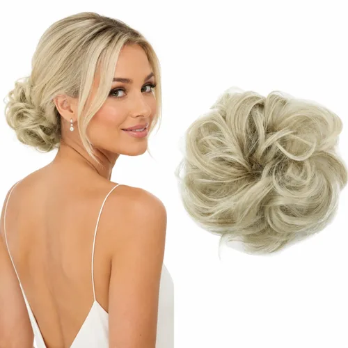 Vista 17 de CAISHA Postizo Grande Scrunchy Recogido Peinado Nupcial Rizado Moño Despeinado Marrón Chocolate Oscuro G2E