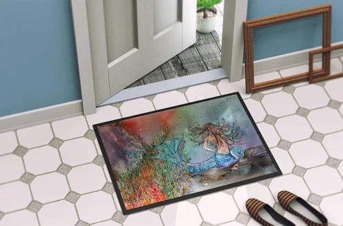 Vista 4 de Caroline's Treasures 8972JMAT - Felpudo de sirena morena de fantasía de agua de 24 x 36 pulgadas, tapete para puerta delantera, para interiores