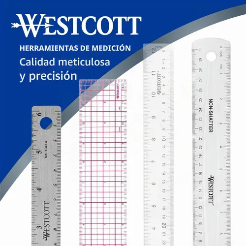 Vista 5 de Westcott regla de acrílico transparente, Transparente 12 pulgadas