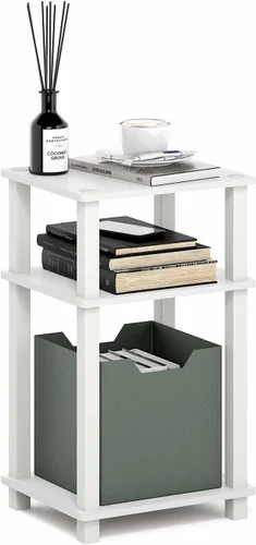Vista 9 de Furinno Turn-N-Tube - Mesa auxiliar de 3 niveles sin herramientas, compacta