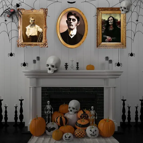 Vista 4 de Decoraciones de Halloween, fotos de terror de cara cambiante en 3D, retratos en movimiento, fotos embrujadas, retratos de mansión gótica, marco