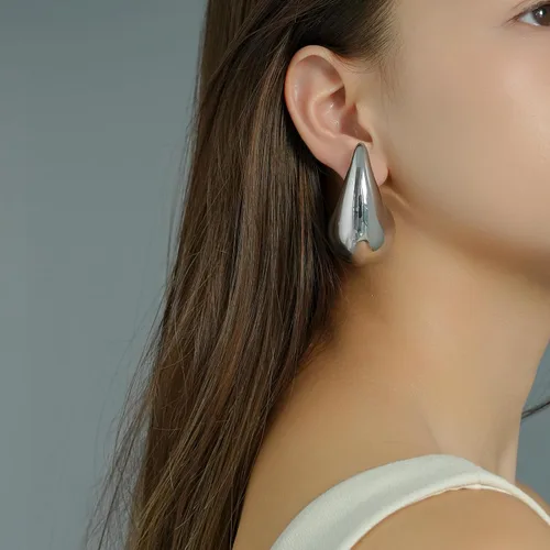 Vista 5 de Aretes de aro gruesos extra grandes para mujer, ligeros, huecos, abiertos, aretes de lágrima, hipoalergénicos, joyería de moda para mujeres y niñas