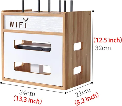 Vista 2 de Catekro Caja de almacenamiento para enrutador WiFi, gabinete WiFi para ocultar el enrutador y el módem, caja decorativa para oficina y hogar