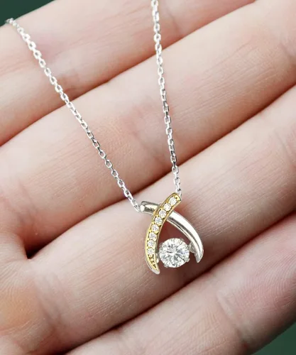 Vista 10 de Cadena, Collar de Regalo Para Mama En Forma De Corazon Plateado y Dorado Regalo Para Mujer Personalizado
