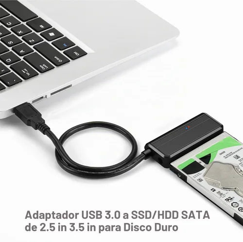 Vista 6 de Cable SATA a USB 3.0 a 2.5 Adaptador de disco duro de 3.5 pulgadas, convertidor externo para transferencia de datos SSD/HDD, con fuente