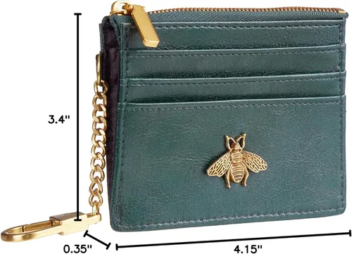 Vista 110 de SEAVILIA Tarjetero llavero cartera para mujer con ventana de identificación RFID monedero regalo abeja delgada minimalista pequeña cartera