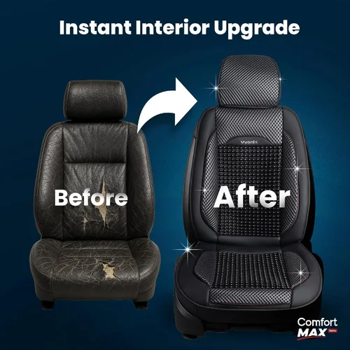 Vista 5 de Funda de asiento de automóvil con cuentas - Soporte de masaje de cuentas de madera con malla refrescante transpirable - Ajuste universal para sedán